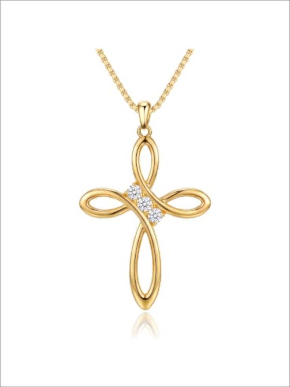 14K Gold Plated Infinity Cross Pendant Necklace for Women Faith Jewelry Gift